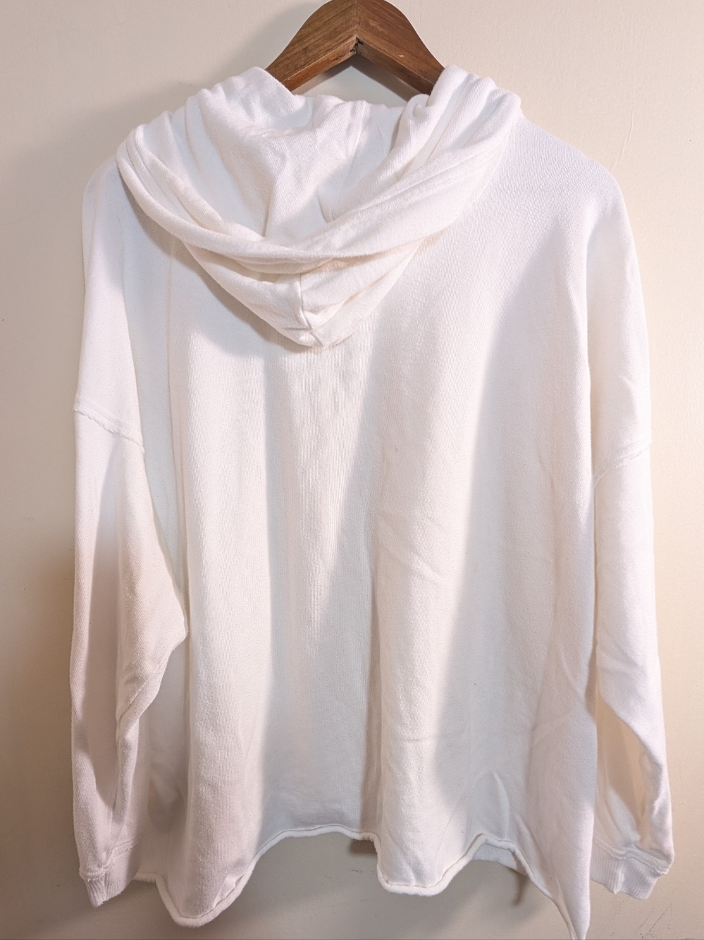 Aerie White Oversized Cotton Lace Up Hoodie Pullover Sweatshirt - Picture 6 of 8
